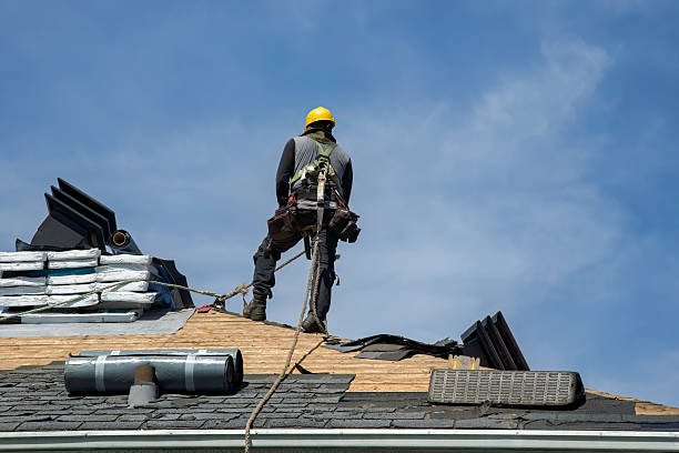 Professional Gutter Installation technician working in Dell, MT